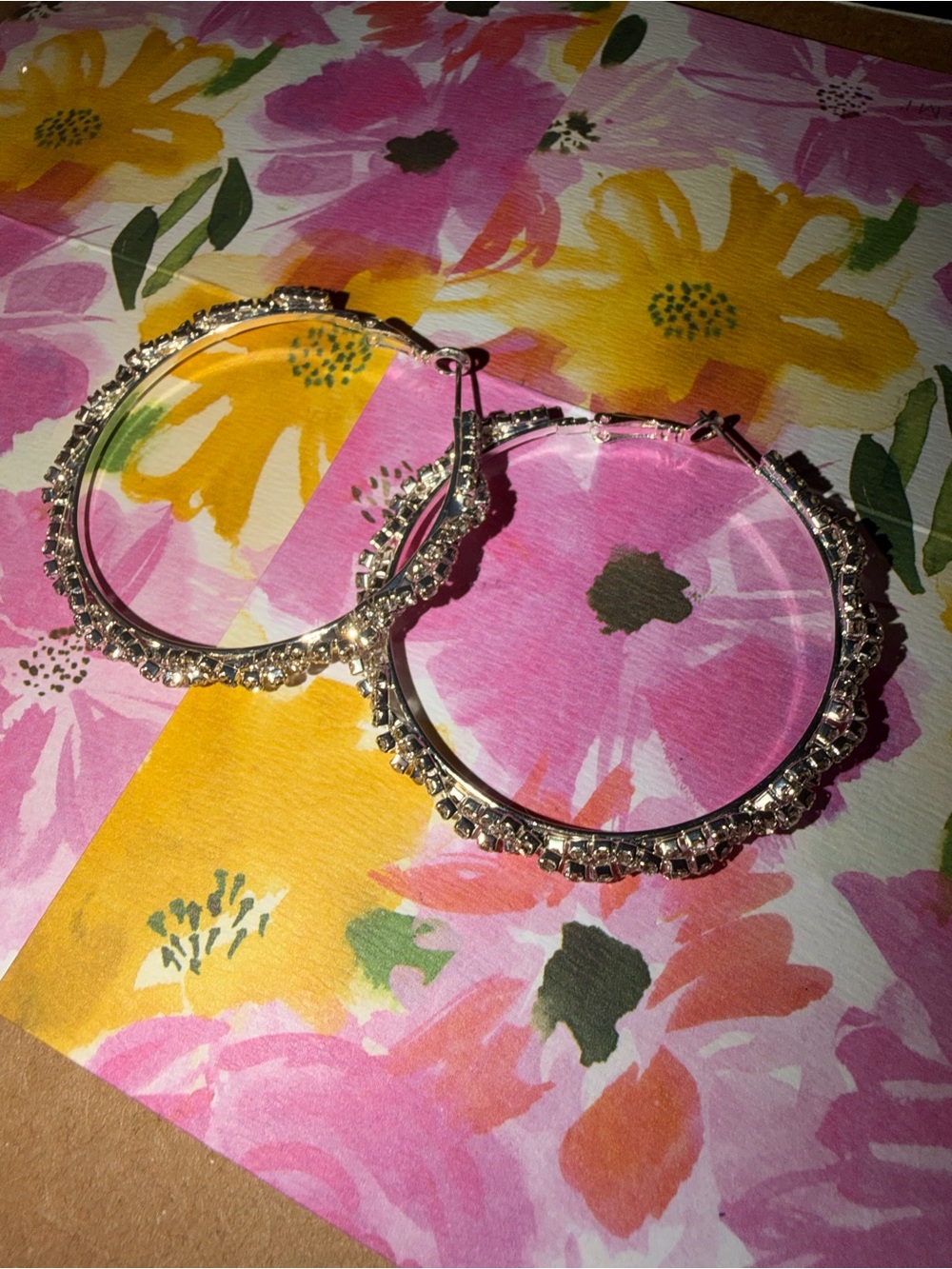 Crystal-Embellished Hoop Earrings - Gold Tone